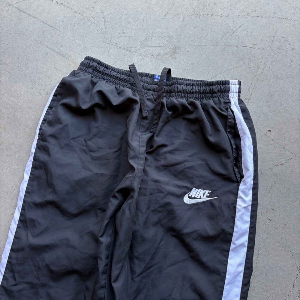 Nike Vintage Y2K Track Pants Black White Stripe Windbreaker Mens Large